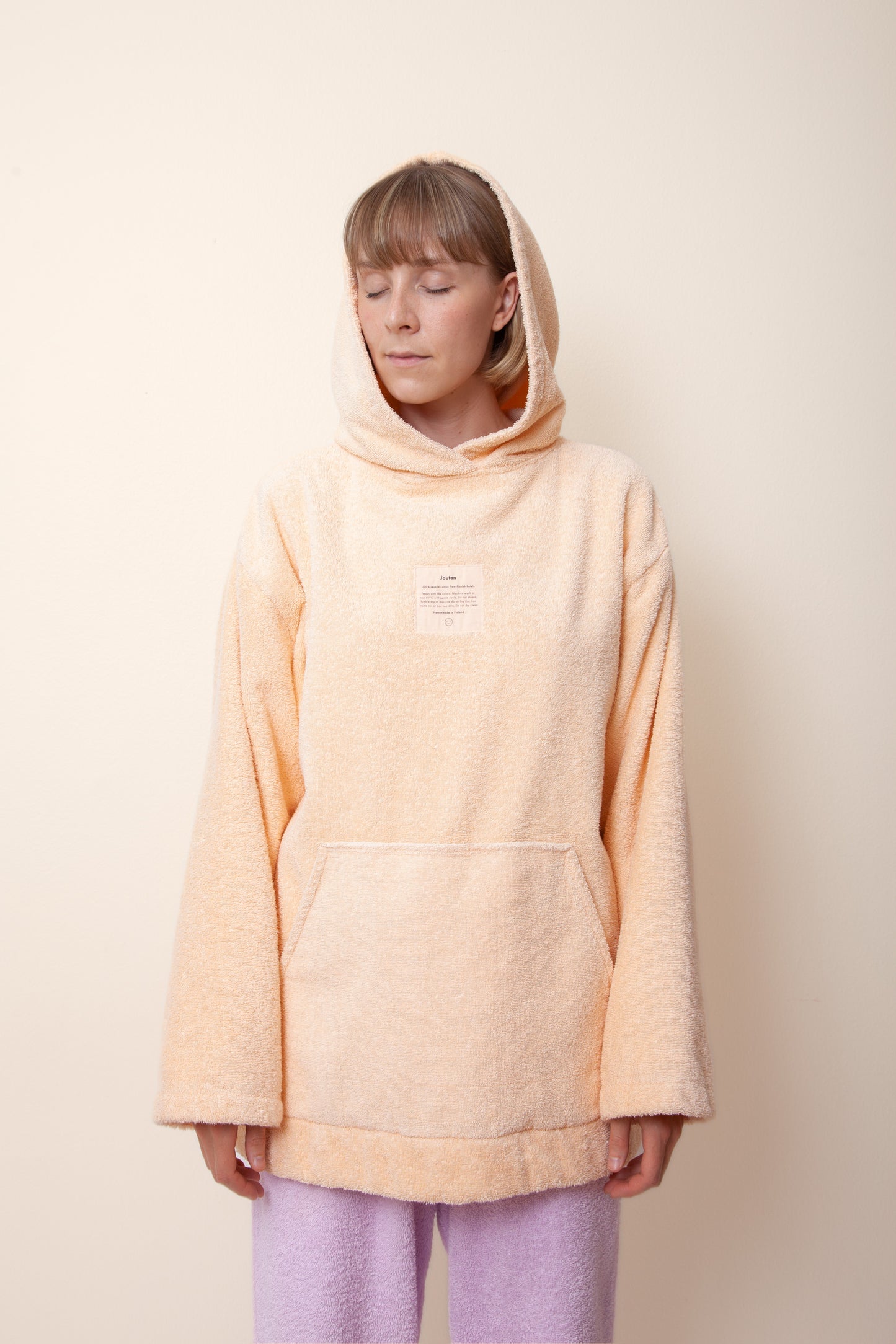 Unisex Regular Terry Hoodie in Peach