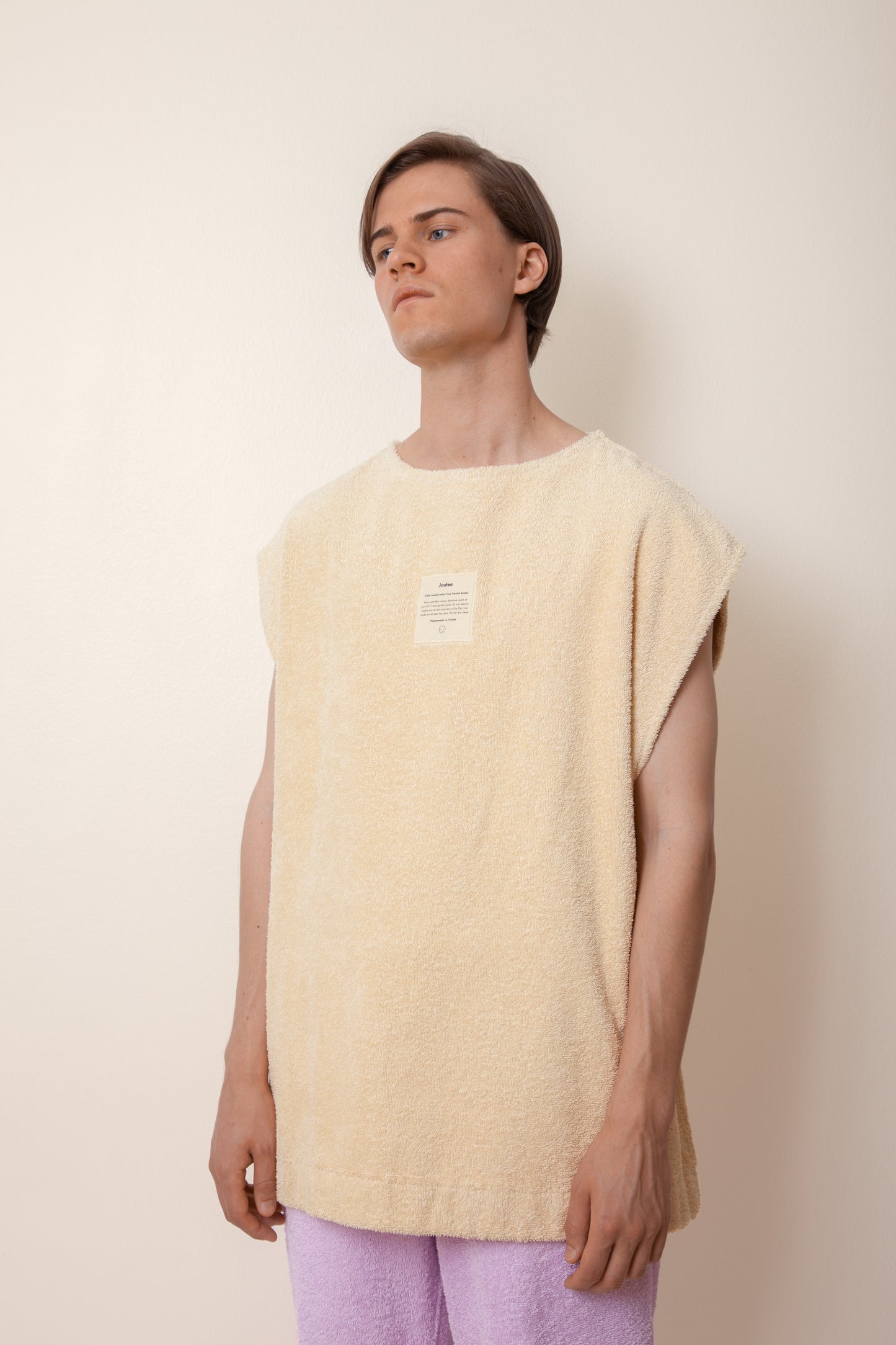Unisex Sleeveless Terry Shirt in Sand