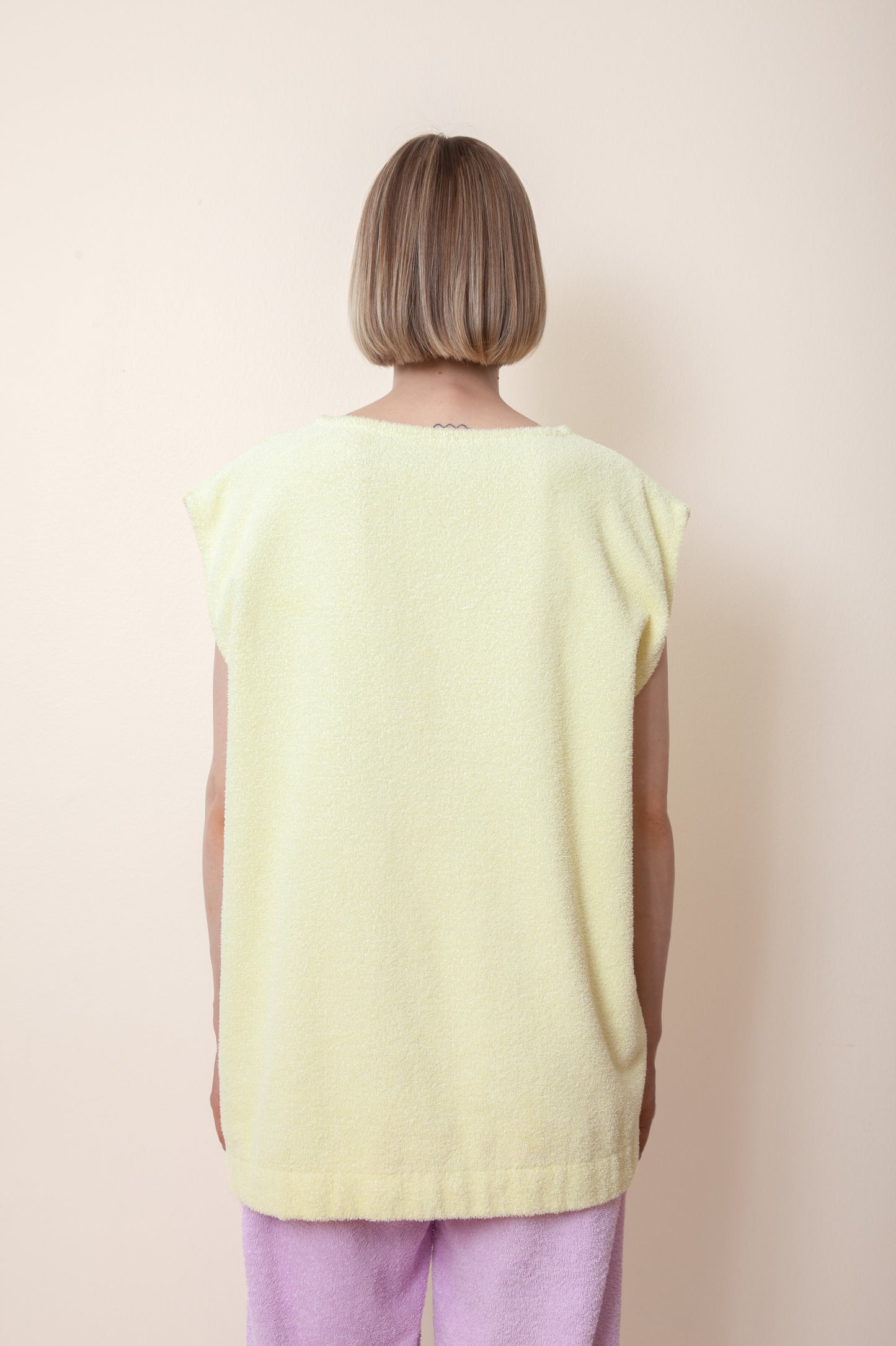 Unisex Sleeveless Terry Shirt in Lemon