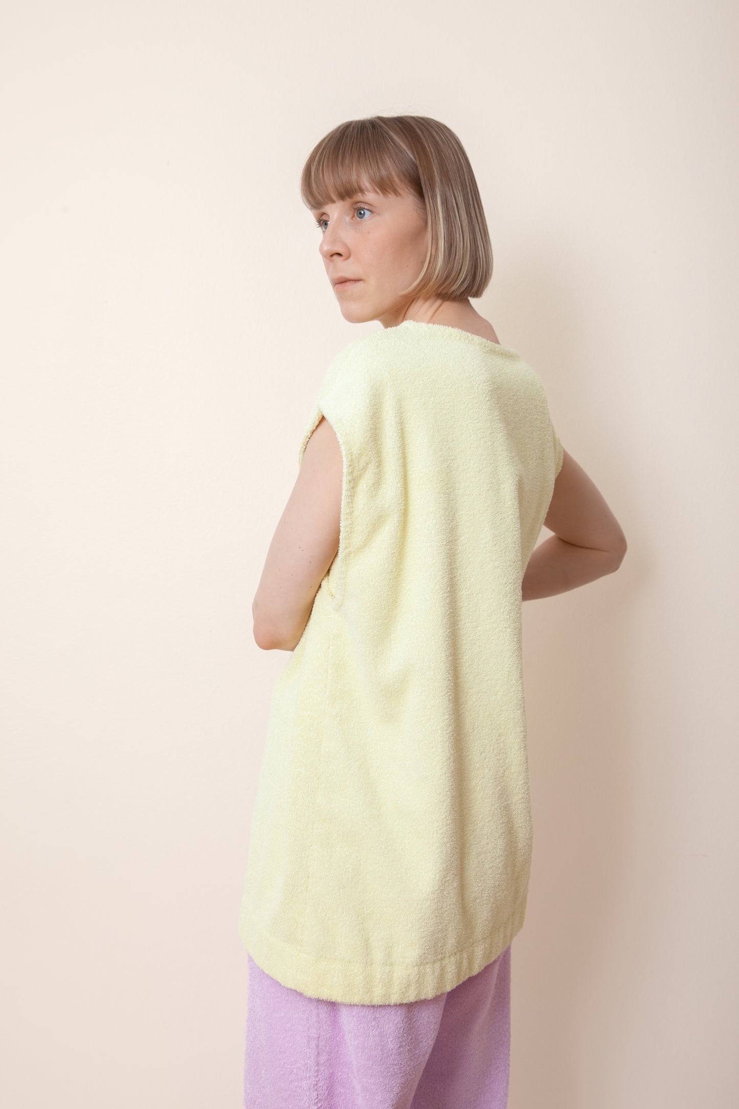 Unisex Sleeveless Terry Shirt in Lemon
