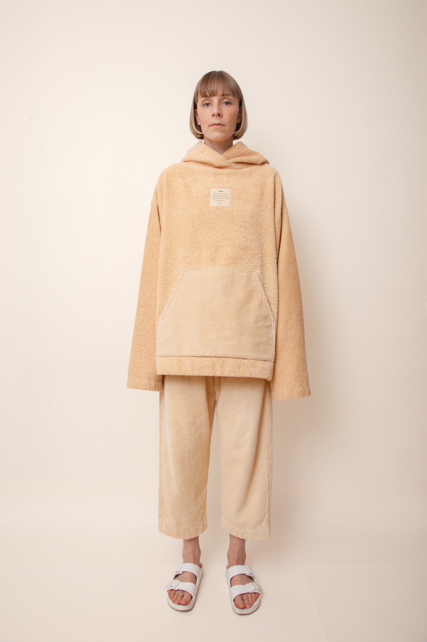 Unisex Cropped Terry Pants in Sand