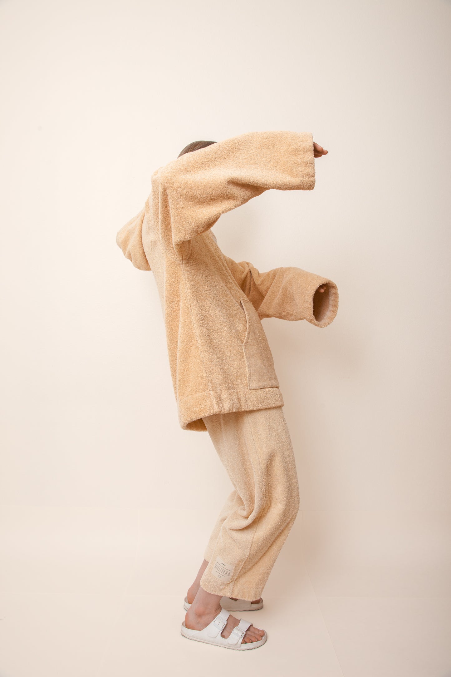 Unisex Cropped Terry Pants in Sand