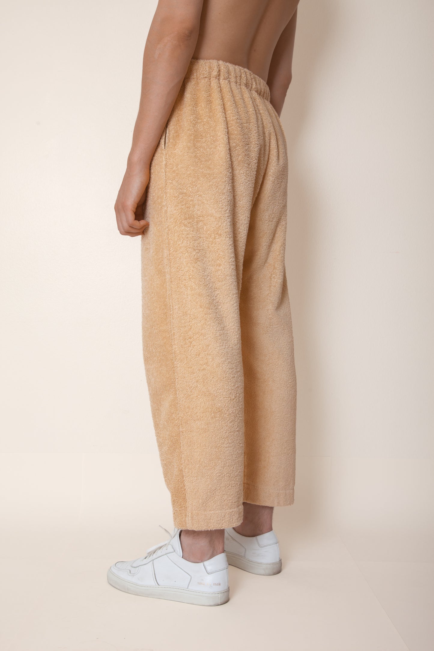 Unisex Cropped Terry Pants in Coffee