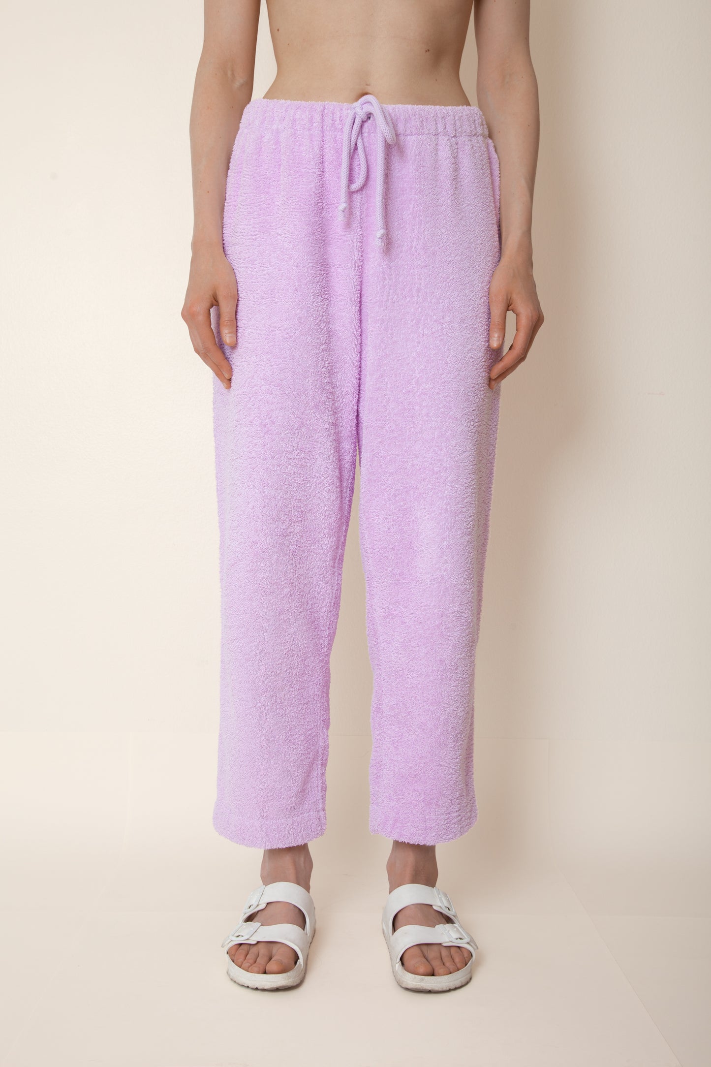 Unisex Cropped Terry Pants in Lupine