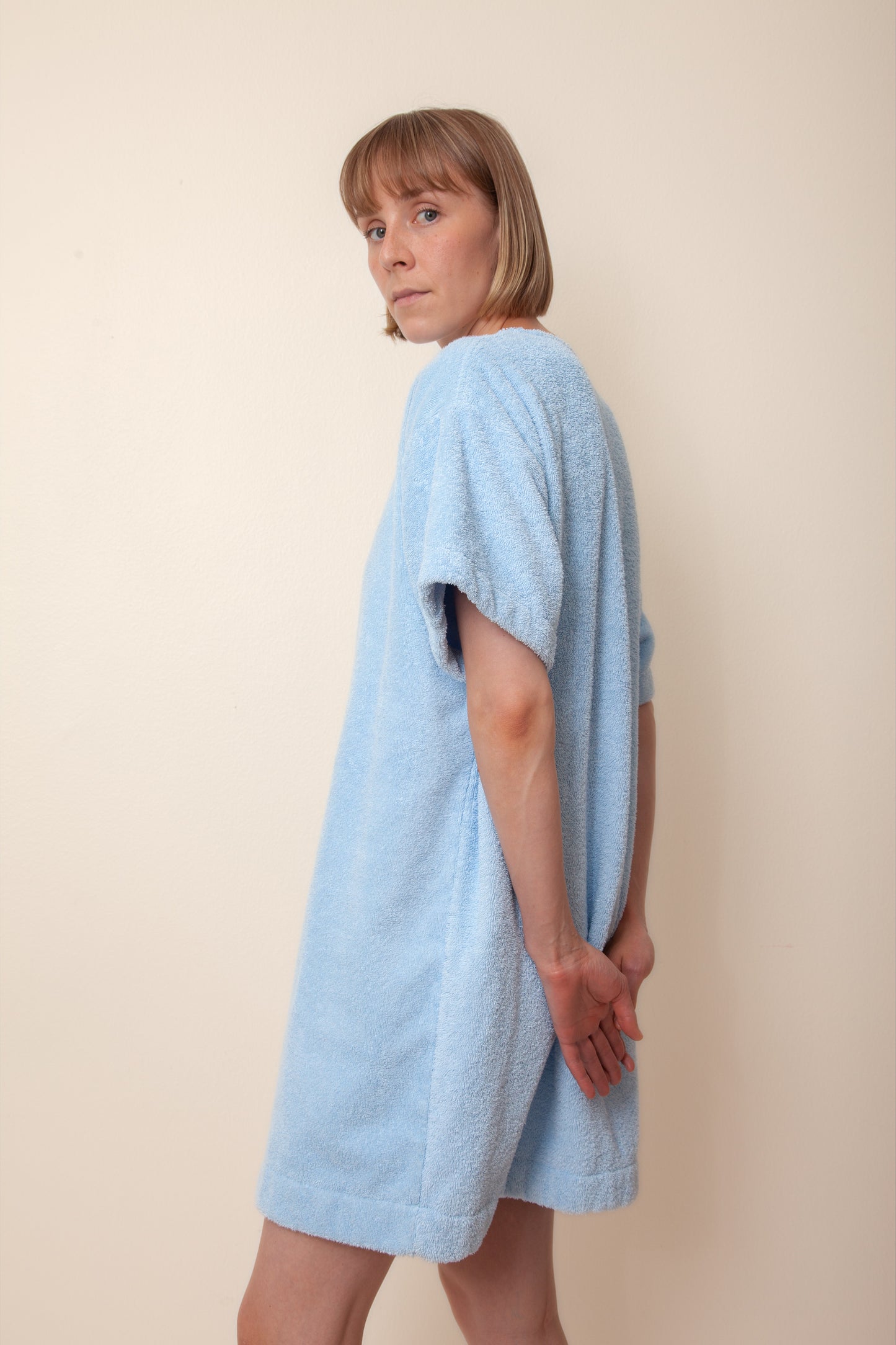 Unisex Overlong Terry Shirt in Cloudy Blue