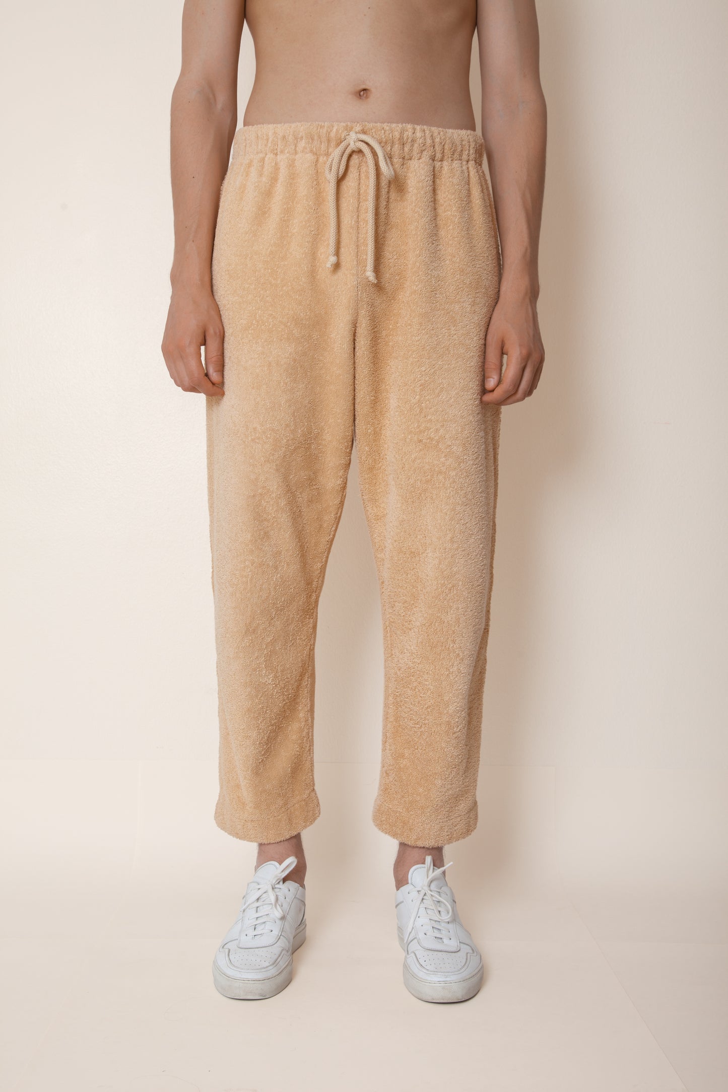 Unisex Cropped Terry Pants in Coffee