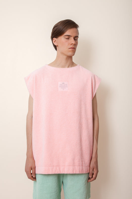 Unisex Sleeveless Terry Shirt in Flamingo